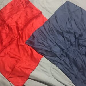 Satin Scarf Duo in Red and Navy